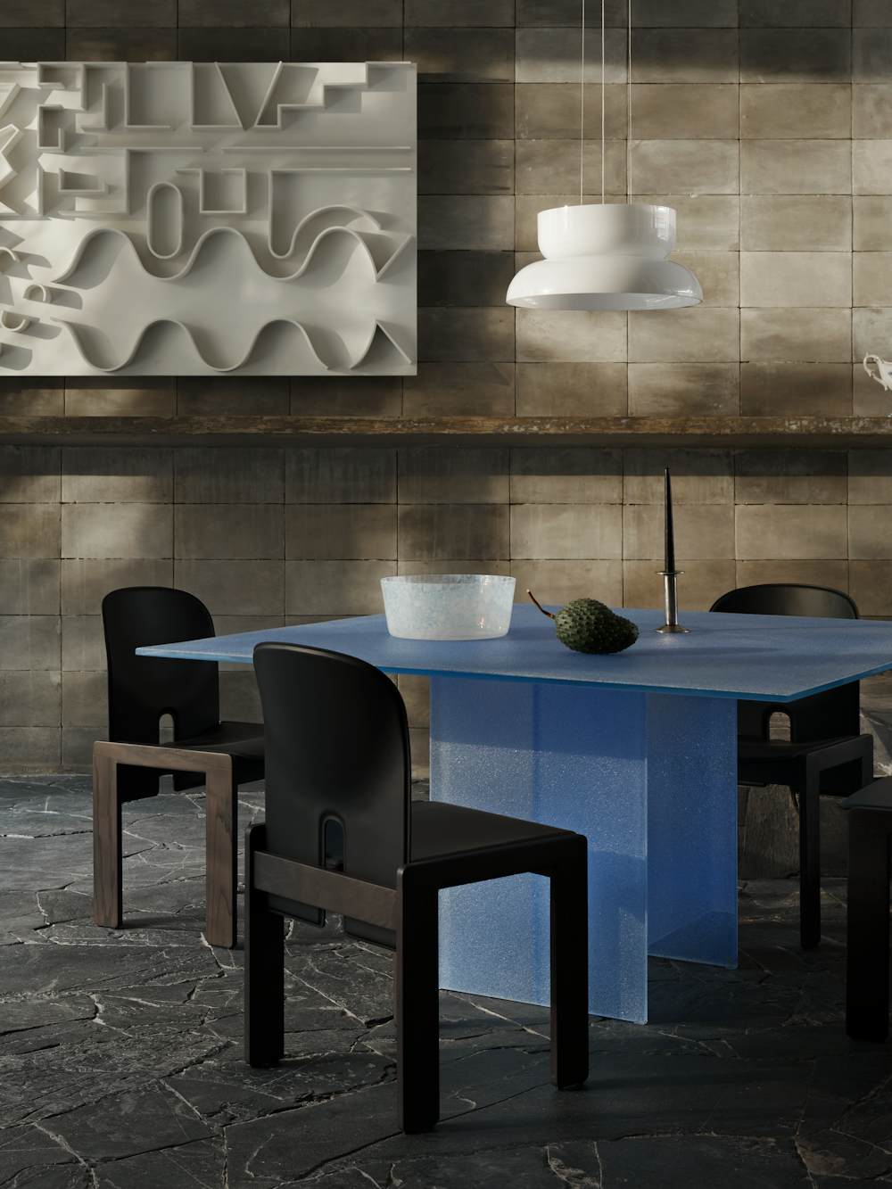 Simoon Table, Scarpa Chairs and Totem Pendant